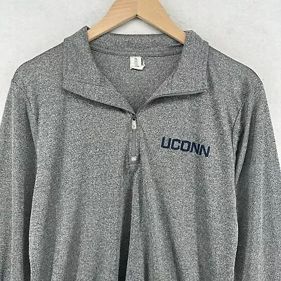 $23.99 • Buy UCONN Shirt Mens L UNIVERSITY CONNECTICUT HUSKIES 1/4 Zip Long Sleeve Gray