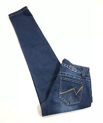Vanity Harlo Curvy Skinny Whiskered Blue Denim Jeans Women's Size 31x30 • $13.25