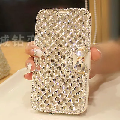 Luxury Bling Bowknot Crystal Diamond Wallet Flip Case Cover For Various Phone • £15.59