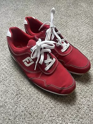 FootJoy FJ Men’s Retro Spikess Golf Shoes Size 9M 92386 Red/White Waterproof • $37.99