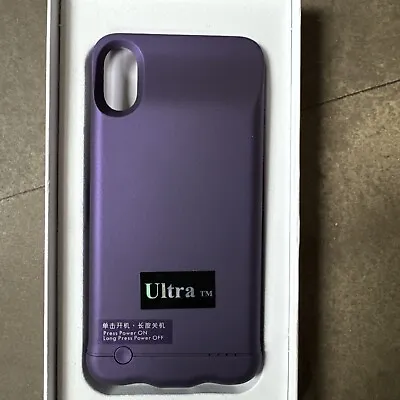 Slim Portable Phone Charger Case 5200 Mah Purple For IPhone X Or Xs 5.8” BNWT • £12.99