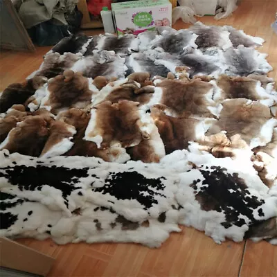 50 Pieces Natural Tanned Real Rabbit Pelts Fur Leather DIY Garment Random Colors • $208.99