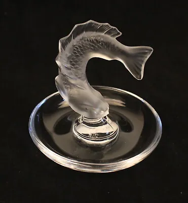 Lalique Frosted Crystal Glass Leaping Fish Pin Ring Jewelry Dish Made In France  • $99.99