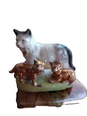 Vintage Made In Germany Cat And Kittens  Porcelain Figurine  • $15