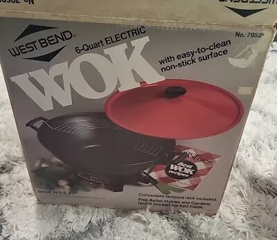 NEW Vintage 1986 West Bend Electric Wok 6 Quart Non-Stick No. 79525X Red  • $55