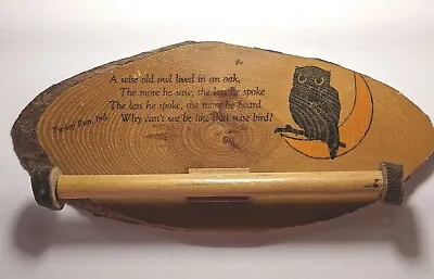 Vintage Owl Wall Sign Tie Rack Plaque Pine • $16