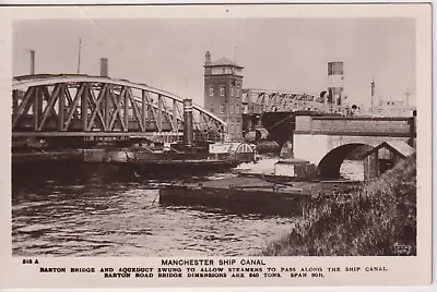 1930s RP Postcard Of Manchester Ship Canal. Barton Bridge & Aquaduct. • £3.75
