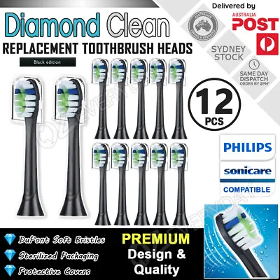 $33.50 • Buy 12x DIAMOND CLEAN Philips Sonicare Toothbrush Compatible Brush Heads + Covers BL