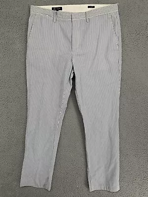 J. Crew  Bedford  100% Cotton Blue & White Seersucker Flat Front Pants 36 X 32 • $17.99