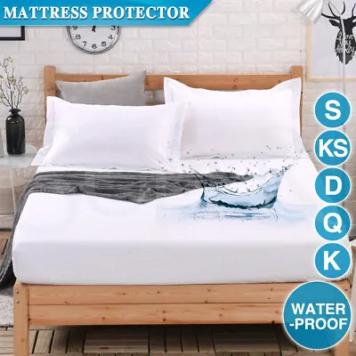 $17.79 • Buy All Size Fully Fitted Terry Cotton Waterproof Mattress Protector Bed Soft Cover