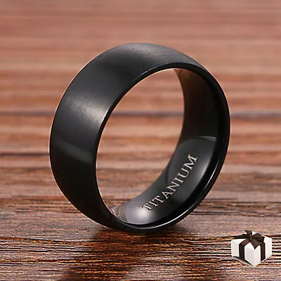 8MM Black Titanium Mens Womens Brushed Wedding Ring Promise Band Size 6-14 Half • $13.99