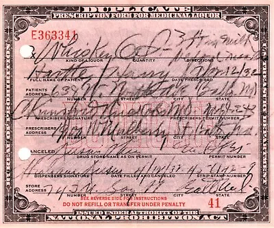 Antique Prohibition Whiskey & Milk Prescription Doctor Pharmacy Bar Maryland • $34.94