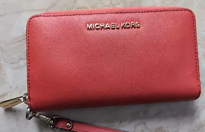 Michael Kors Red Saffiano Leather Wallet • $26.89