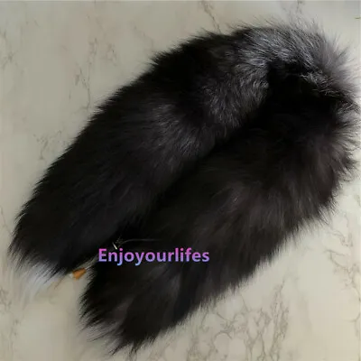 Natural Real Silver Fox Fur Scarf Fur Collar Shawl Neck Warmer Stole Scarves • $14.99