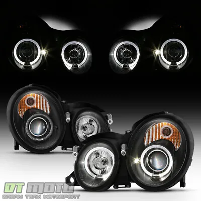 Black 1998-2002 Mercedes W208 CLK320 CLK430 CLK55 LED Halo Projector Headlights • $268.99