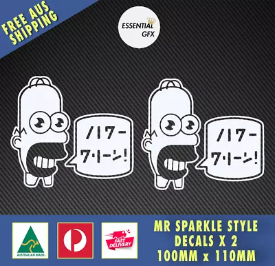 MR SPARKLE STYLE DECALS X 2 WHITE Funny Novelty JDM STICKER JAPAN 4X4 CAR BUS • $4.95