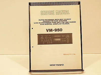 Vector Research VM-950 Cassette Car Stereo Service Manual OEM Original  • $10