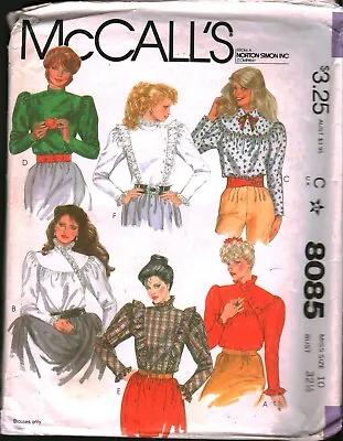 8085 Vintage McCalls SEWING Pattern Misses 1980s Gathered Pullover Blouse OOP 10 • $5.59