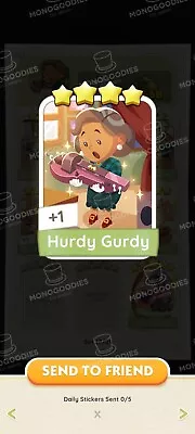 Hurdy Gurdy (Set 17): 4⭐Monopoly Go Sticker — Please Read Description  • $1.99