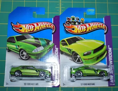 Lot Of 2 - 2013 Hot Wheels HW Showroom '92 & '07 Ford Mustang - Then And Now • $9.99
