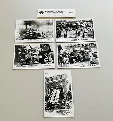 London Transport Over The Years. Postcards  London At War. Set Of 5. New.  • £5