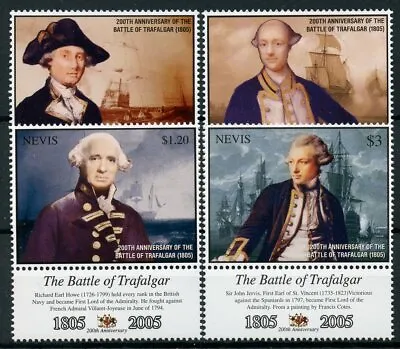 £4.50 • Buy Nevis Military Ships Stamps 2005 MNH Battle Of Trafalgar Cornwallis 4v Set