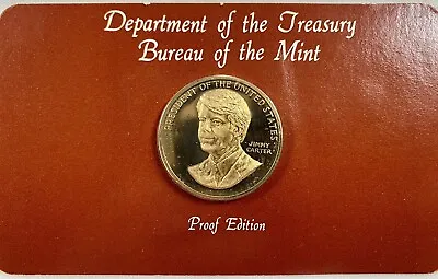 US Mint 1977 Jimmy Carter 32MM Bronze Proof Inaugural Medal In Red Mint Card • $9.99