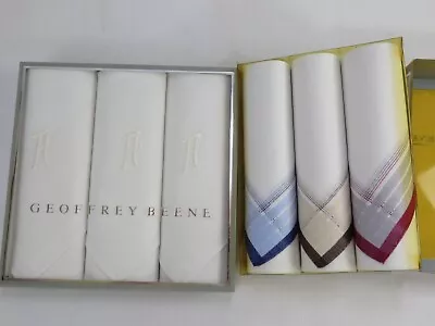 Lot Of  2 Packs 6 Total Geoffrey Beene Pure 100% Cotton Fine Handkerchiefs NIB • $15.95