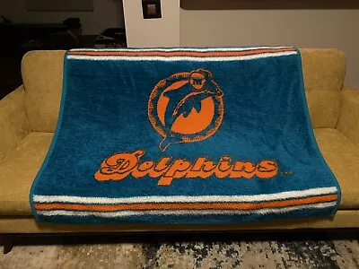 Vintage NFL Miami Dolphins Biederlack Stadium Throw Blanket 54 X 48  CHRISTMAS  • $25