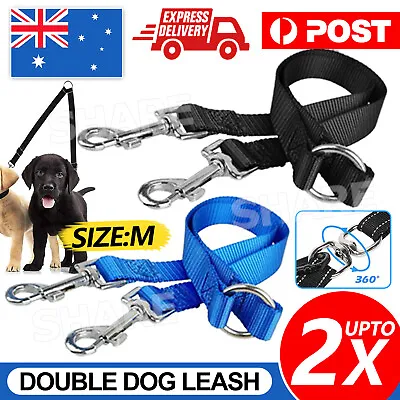 $8.95 • Buy 1/2x 2Way Double Dual Dog Leash Lead Walk 2 Dogs With Lead Coupler Nylon Harness
