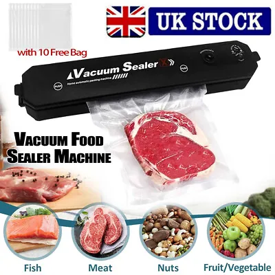 Vacuum Food Sealer Machine For Meat Sealer Dry Wet Pack With 10 Free Storage Bag • £11.27