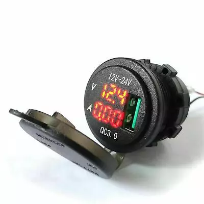 LED ATV Motorcycle USB Fast Charger Amp Volt Meter 12/24V For Car Truck Boat • $9.07