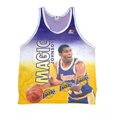 Vintage Magic Johnson Los Angeles Lakers Starter Mesh Tank Top Size XL • $64.99