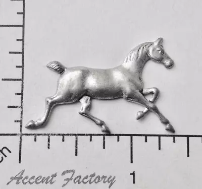 40194 - 2 Pc Running Horse Jewelry Finding Matte Silver Ox • £2.72