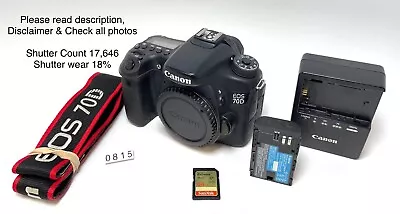 Canon 70D 20.2MP DSLR Camera Body In Good Condition Shutter Count 17646 - 18%. • $300