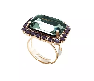 Mariana Ring Exude Elegance Black Diamond & Cyclamen Opal Swarovski Crystals ... • $94