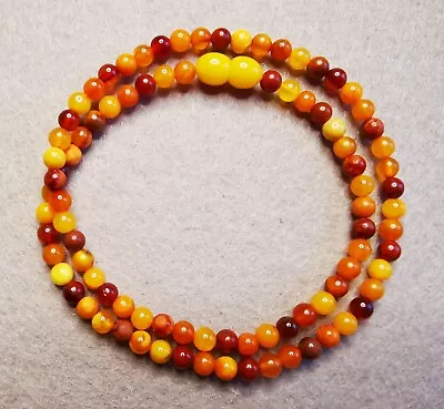 Vintage Genuine Baltic Amber Stone 5 Mm Beads Necklace • $35.88