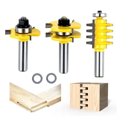 $15.99 • Buy Finger Joint Router Bit With Tongue And Groove Router Bits, 3PCS 1/2inch Shank