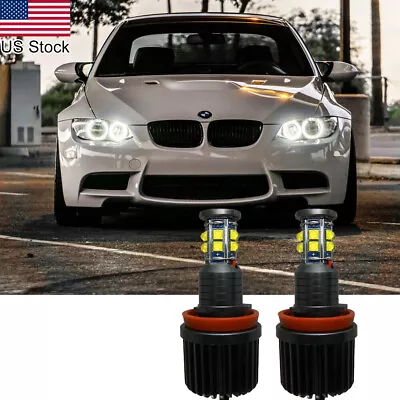 2x H8 LED Xenon White Angel Eyes Halo Ring Light Bulbs For BMW 3 Series E90 E91 • $57.99