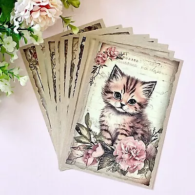 Cute Kitten Vintage Style Craft Paper - Junk Journal - Card Making- Scrapbooking • $5.99