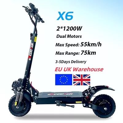 Foldable Electric Scooter 1200W*2 Dual Motor 55KM/H 48V 21AH Battery E-Scooter • £870.89