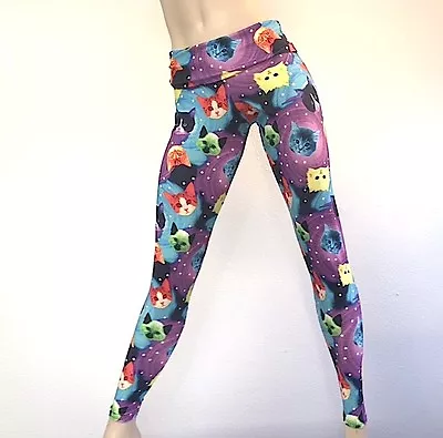 Crazy Cat Lady Hot Yoga Pants Fold Over/Low Rise Legging SXYFITNESS MADE IN USA  • £42.70