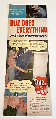 1943 Print Ad Duz Laundry Soap 3 Kinds Of Wartime Wash Overalls Undies 1/2 Pg • $8.95