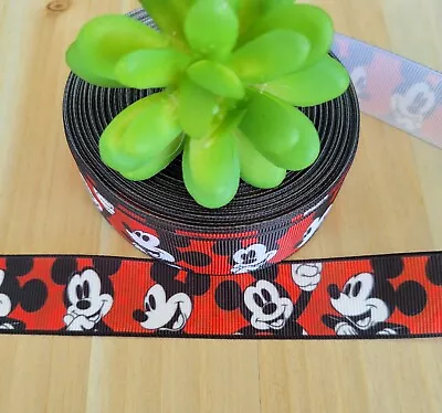 1 Inch (1 YD) Mickey Mouse Grosgrain Ribbon Lanyard Craft Hair Bow Mouse Ribbon • $1.09