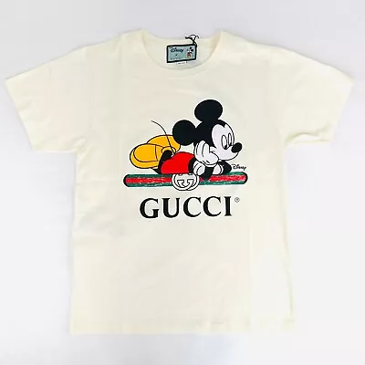 $460.68 • Buy Gucci X Disney Mickey Mouse Womens White Oversized Jersey T-Shirt XS 492347 9756