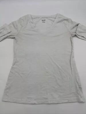 Mossimo Long Sleeve Shirt Women Medium White Solid V-Neck…#6203 • $10