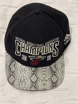 Adidas 2013 The Finals Miami Heat Nba Champions Strapback Cap Hat Snakeskin Bill • $6.95