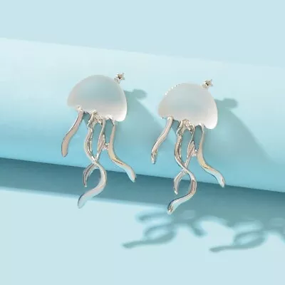$1.99 • Buy Ocean Jewelry Gifts Silver Jellyfish Hypoallergenic Pierced Trendy Stud Earrings