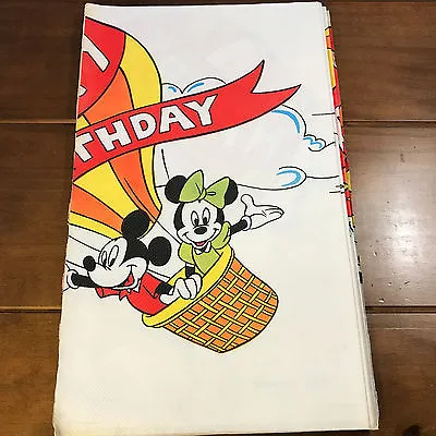 Vintage Beach Disney Mickey Minnie Mouse Birthday Table Cover Table Cloth 54x96 • $9.99