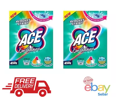 Ace Stain Remover WITH ACTIVE OXYGEN For Coloured Clothes Washing Powder 450gX2 • £8.99